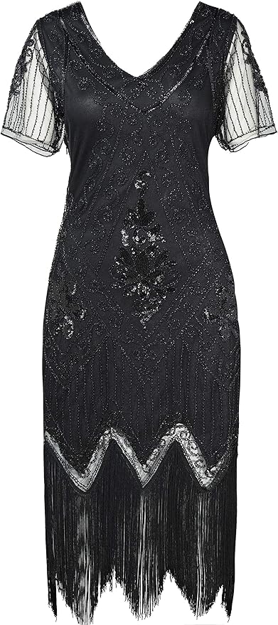 BABEYOND Great Gatsby Dresses for Women Plus Size Cocktail Dress 1920s Flapper Costume for Women