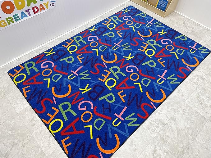 KIDCARPET.COM Colorful Letters Alphabet Nylon Area Rug, 6' x 9', Multicolored