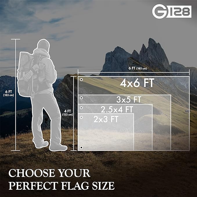 G128 4x6 Ft American Flag Deluxe TearProof Series, Featuring Super Tough Spun Polyester, Embroidered Stars, Sewn Stripes