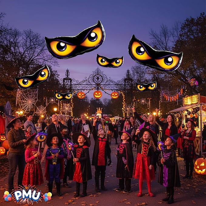 PMU 25 Pc Halloween Party Decoration Accessory 40 Inch Spooky Eyes Design Mylar-Foil Balloon