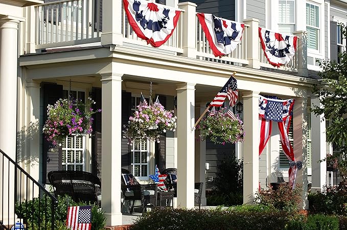 FRF FLAG American Flag Bunting 5x10 Ft, Embroidered Patriotic Bunting Flags, 4th of july Decorations Outdoor, with 4 Brass Grommets