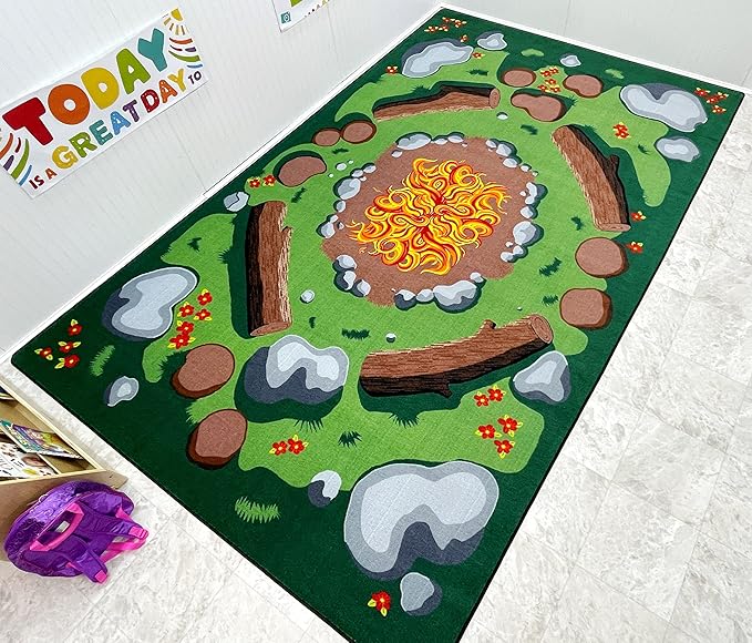 KIDCARPET.COM Campfire Play Rug, 7'6" x 12' Rectangle
