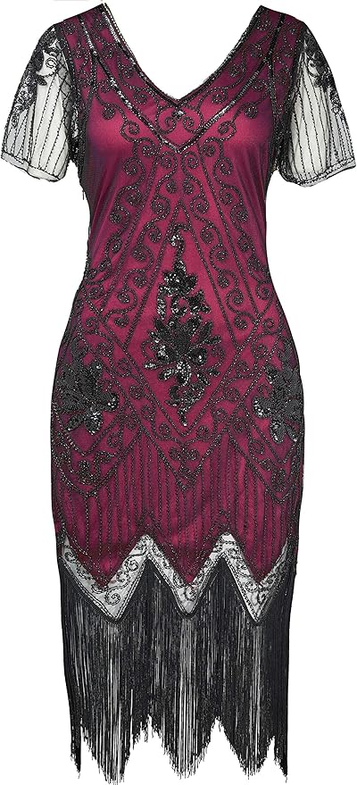 BABEYOND Great Gatsby Dresses for Women Plus Size Cocktail Dress 1920s Flapper Costume for Women
