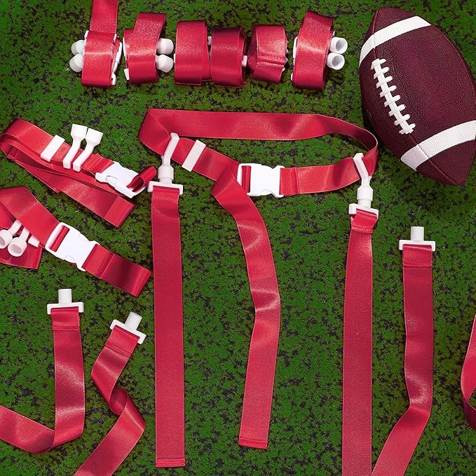 Peryiter 2/12/24/36 Player Flag Football Belt, Adjustable Football Belts and Flags for Kids Youth Adult Sport Team Training