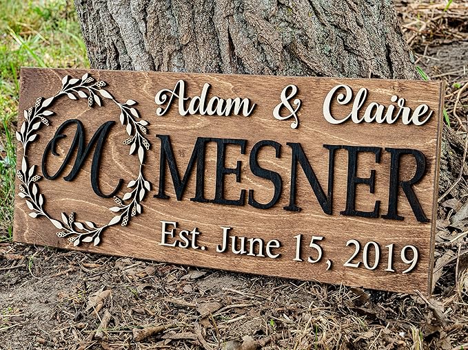 Family Name Sign | Last Name Sign | Custom Wood Sign | Established Sign | Personalized Wedding Gift | Wedding Sign 3D Sign Gift