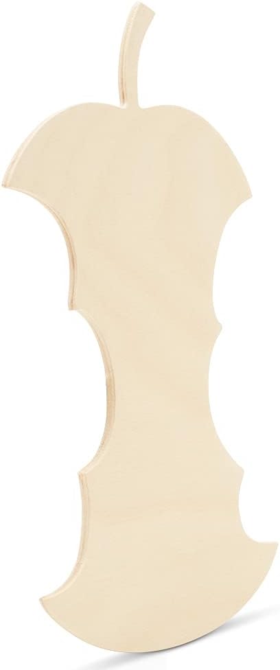 Apple Core Wooden Cutout 12 x 6-1/2 inches, 6 Unfinished Birch Wood Fruit Cutouts for Thanksgiving Decor and DIY Crafts, by Woodpeckers