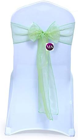 VDS Pack of 300 | Apple Green | Organza Chair Sashes Crystal Sheer Tulle Dining Chair Bows Tie Ribbon for Wedding Birthday Graduation Engagement Ceremony Event Party Banquet Venue Hotel Decoration