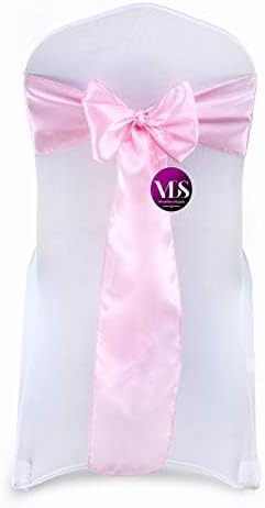 VDS Satin Chair Sashes Chair Cover Back Tie Sateen Bows Ribbon for Wedding Birthday Graduation Engagement Ceremony Event Party Banquet Venue Hotel All Dining Chair Decoration (50PC) (Pink)