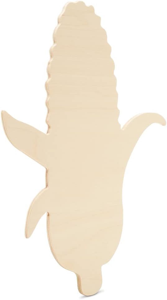Corn on The Cob Wooden Cutout 12 x 9 inches, 6 Unfinished Birch Wood Cutouts for Thanksgiving Decor and DIY Crafts, by Woodpeckers