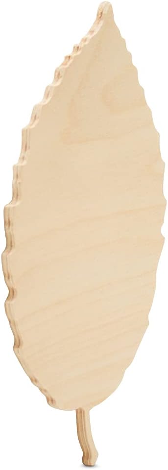 Leaf Cutout 12 x 6-1/2 inches, 6 Unfinished Birch Wood Cutouts for Autumn Decor and DIY Crafts, by Woodpeckers