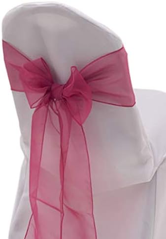 VDS Pack of 125 | Raspberry | Organza Chair Sashes Crystal Sheer Tulle Dining Chair Bows Tie Ribbon for Wedding Birthday Graduation Engagement Ceremony Event Party Banquet Venue Hotel Decoration