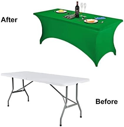 FORLIFE 4Pack Spandex Table Covers，Fitted Tablecloth for Rectangular Tables, Stretch Patio Table Covers, Universal Spandex Table Cover for Wedding, Banquet, Party (6ft, Emerald)