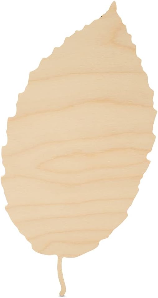 Leaf Cutout 12 x 6-1/2 inches, 6 Unfinished Birch Wood Cutouts for Autumn Decor and DIY Crafts, by Woodpeckers