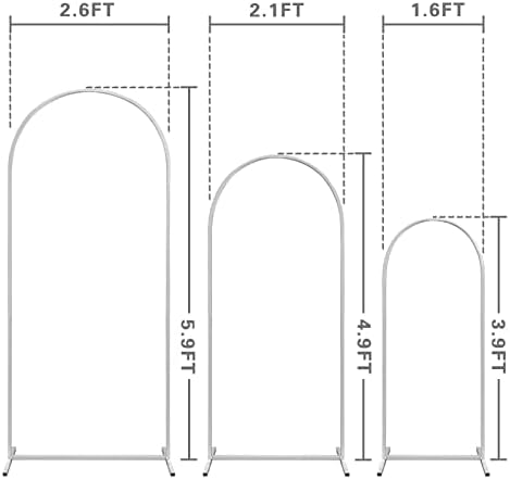 Metal Wedding Arch Backdrop Stand,3-Piece Arch Backdrop Stand for Wedding Ceremony Bridal Party Birthday Party Balloon Arch Decoration(White)