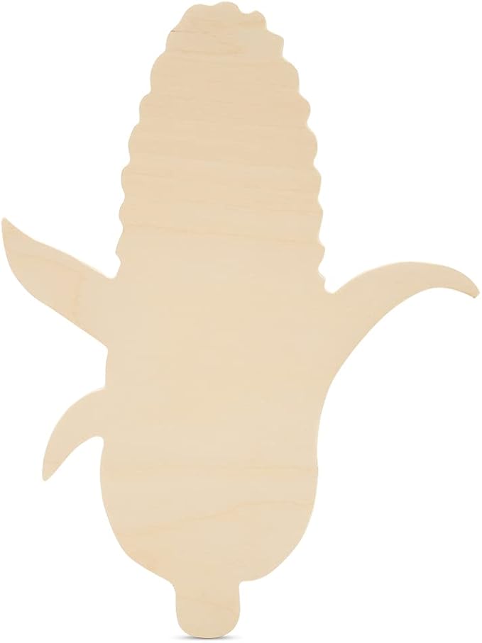 Corn on The Cob Wooden Cutout 12 x 9 inches, 6 Unfinished Birch Wood Cutouts for Thanksgiving Decor and DIY Crafts, by Woodpeckers