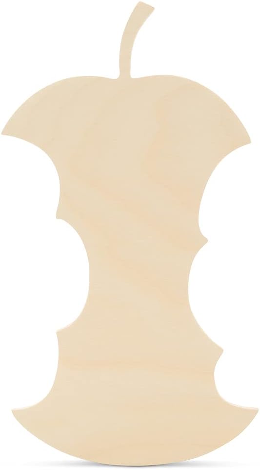 Apple Core Wooden Cutout 12 x 6-1/2 inches, 6 Unfinished Birch Wood Fruit Cutouts for Thanksgiving Decor and DIY Crafts, by Woodpeckers