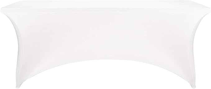 FORLIFE 4Pack Spandex Table Covers，Fitted Tablecloth for Rectangular Tables, Stretch Patio Table Covers, Universal Spandex Table Cover for Wedding, Banquet, Party (6ft, White)