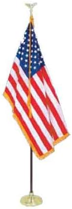 8' Executive Formal Indoor American Flag Set with 8' Pole, Stand and Eagle Ornament for Offices, Schools, Churches & Auditoriums by All Star Flags