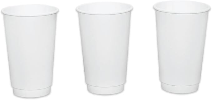 Insulated Paper Cups for Coffee & Tea Made in USA | Recyclable Double Wall Disposable To-Go Cups for Hot Beverages | Sturdy, Food Safe, and Eco-Friendly Hot Cups (16 oz, 500 Count)