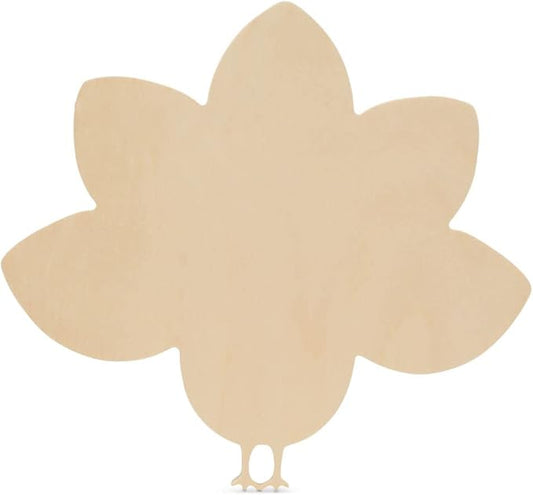 Whimsical Wood Turkey Cutouts 8 inch, Pack of 12 Fall Unfinished Wood Cutouts to Paint and Display, Thanksgiving Party Decorations, by Woodpeckers