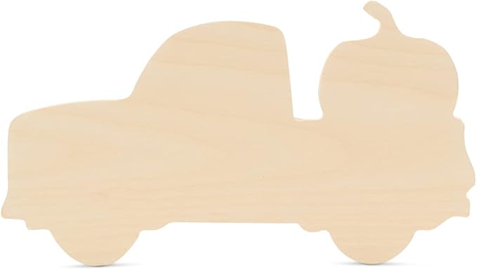Pumpkin Truck Wooden Cutout 6-1/2 x 12 inches, 6 Unfinished Birch Wood Cutouts for Halloween Decor and DIY Crafts, by Woodpeckers