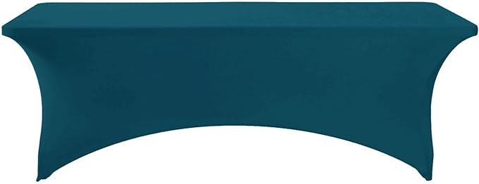 FORLIFE 4Pack Spandex Table Covers，Fitted Tablecloth for Rectangular Tables, Stretch Patio Table Covers, Universal Spandex Table Cover for Wedding, Banquet, Party (8ft, Peacock)