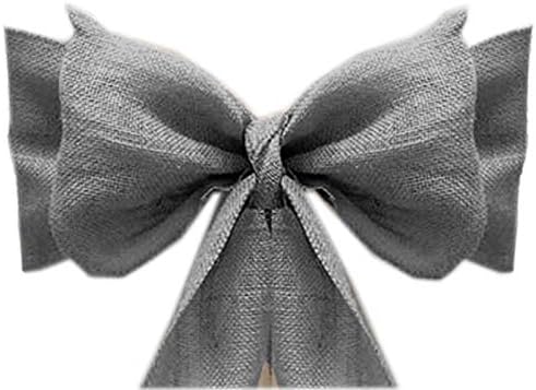 VDS Natural Burlap Chair Sashes Rustic Hessian Jute Bow Ribbon Ties for Wedding Party Birthday Anniversary Banquet Reception (6 X 108 Inch) (Pack of 200) (Silver Gray)