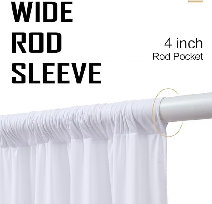 gogoparti 30x12ft White Backdrop Curtain for Wedding Parties, 6 Panels (5x12 ft Each) Wrinkle-Free Dackdrop Curtains, Silky Draping Fabric for Birthday Party, Baby Shower, Photo Background
