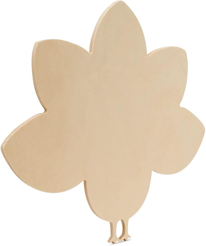 Whimsical Wood Turkey Cutouts 8 inch, Pack of 12 Fall Unfinished Wood Cutouts to Paint and Display, Thanksgiving Party Decorations, by Woodpeckers