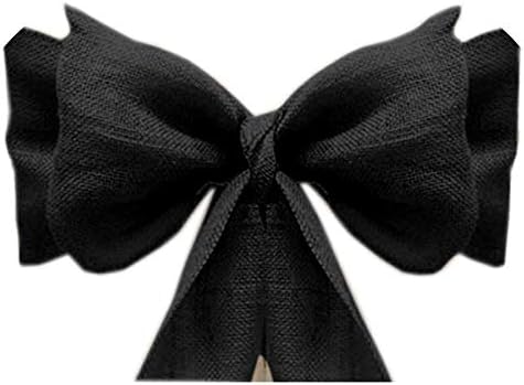 VDS Natural Burlap Chair Sashes Rustic Hessian Jute Bow Ribbon Ties for Wedding Party Birthday Anniversary Banquet Reception (6 X 108 Inch) (Pack of 10) (Black)