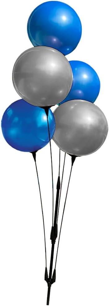 Reusable Outdoor Balloon Clusters - Helium Free, All-Weather, Durable, Plastic Balloons for Advertising, Real Estate, Grand Openings & Events (Blue and Silver)