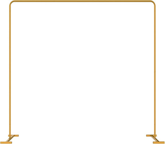 LANGXUN Heavy Duty Metal Square Backdrop Stand Arch for Wedding Birthday Graduation Decorations, Ceremony Reception, Event Party Supplies, Baby Shower Photo Booth Background Supplies (Gold)