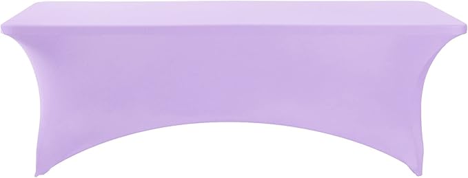 FORLIFE 4Pack Spandex Table Covers，Fitted Tablecloth for Rectangular Tables, Stretch Patio Table Covers, Universal Spandex Table Cover for Wedding, Banquet, Party (8ft, Lavender)