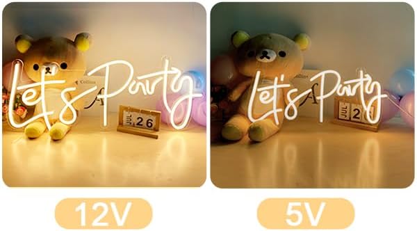 Divatla Super Large Neon Sign - 'Let's Party' for Engagement, Prom, Wedding & More - Dimmable, Warm White