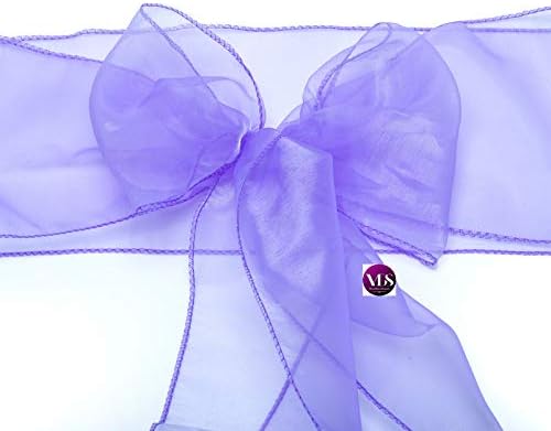 VDS Pack of 300 | Lavender | Organza Chair Sashes Crystal Sheer Tulle Dining Chair Bows Tie Ribbon for Wedding Birthday Graduation Engagement Ceremony Event Party Banquet Venue Hotel Decoration