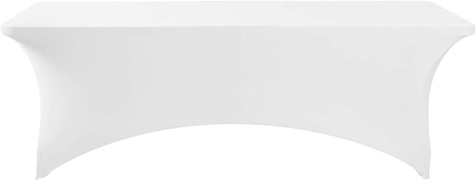 FORLIFE 6Pack Spandex Table Covers 6ft，Fitted Tablecloth for 6ft Rectangular Tables, Stretch Patio Table Covers, Universal Spandex Table Cover for Wedding, Banquet, Party - White
