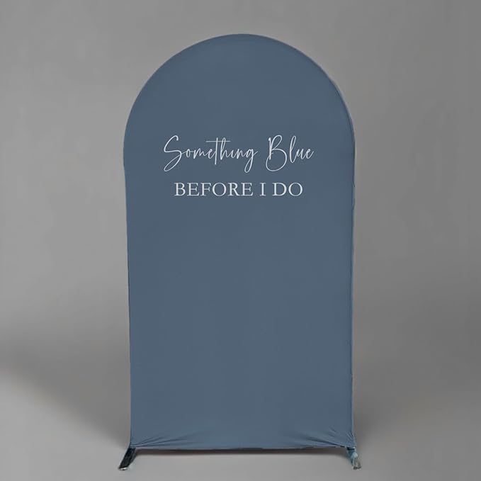 Something Blue Before I Do Arch Backdrop Cover Wedding Bridal Shower Bride to be Toile Party Arch Fabric Cover Blue Bloom Floral Baby Shower Decors (4X7.2ft,4314)