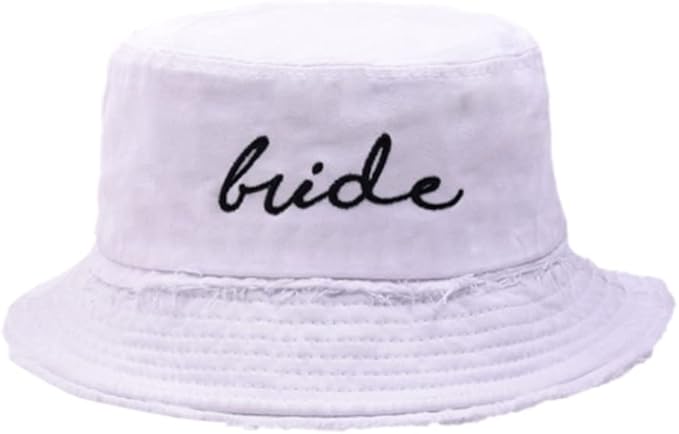 Bachelorette Bucket Hat for Bride Squad Distressed Embroidered Sun Hat Bridal Party Gift