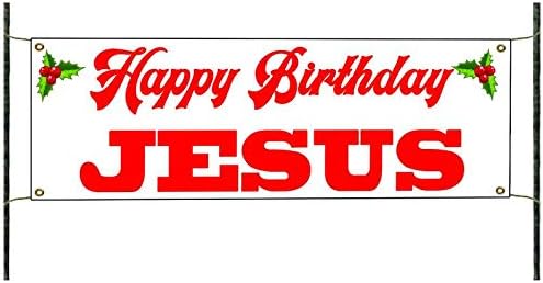 Happy Birthday Jesus Christmas Holiday Party Decor Unique Novelty Outdoor Christmas Decorations Vinyl Banner Sign 24" x 72"