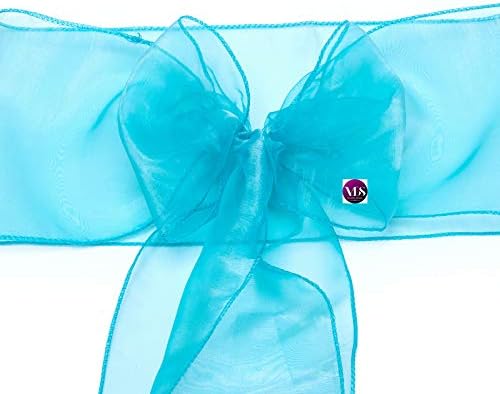 VDS Pack of 175 | Light Teal | Organza Chair Sashes Crystal Sheer Tulle Dining Chair Bows Tie Ribbon for Wedding Birthday Graduation Engagement Ceremony Event Party Banquet Venue Hotel Decoration