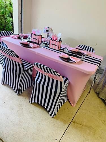 FORLIFE 6Pack Spandex Table Covers 6ft，Fitted Tablecloth for 6ft Rectangular Tables, Stretch Patio Table Covers, Universal Spandex Table Cover for Wedding, Banquet, Party - Pink