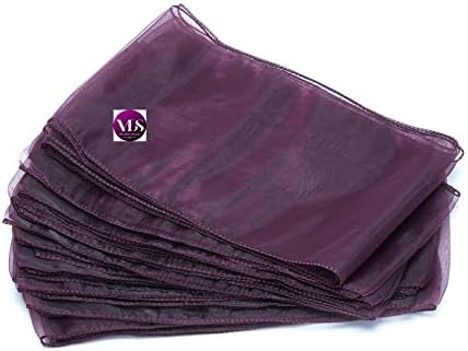 VDS Pack of 150 | Plum | Organza Chair Sashes Crystal Sheer Tulle Dining Chair Bows Tie Ribbon for Wedding Birthday Graduation Engagement Ceremony Event Party Banquet Venue Hotel Decoration