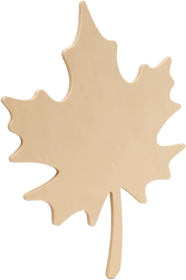 Wood Maple Leaf Cutouts 12 x 10 inch, Pack of 6 Unfinished Wooden Cutouts for Crafts, and DIY Thanksgiving Door Hangers, by Woodpeckers