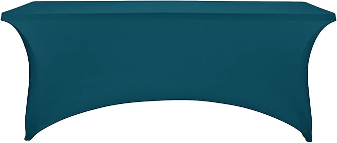 FORLIFE 4Pack Spandex Table Covers，Fitted Tablecloth for Rectangular Tables, Stretch Patio Table Covers, Universal Spandex Table Cover for Wedding, Banquet, Party (6ft, Peacock)