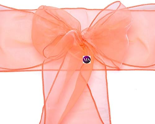 VDS Pack of 150 | Light Orange | Organza Chair Sashes Crystal Sheer Tulle Dining Chair Bows Tie Ribbon for Wedding Birthday Graduation Engagement Ceremony Event Party Banquet Venue Hotel Decoration