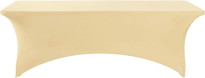 FORLIFE 4Pack Spandex Table Covers，Fitted Tablecloth for Rectangular Tables, Stretch Patio Table Covers, Universal Spandex Table Cover for Wedding, Banquet, Party (8ft, Champn)