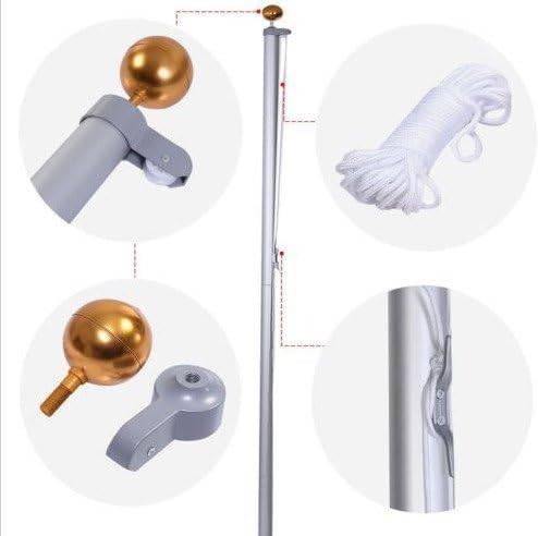 WINDSTRONG 25 FT Heavy Duty Residential Flag Pole Complete Set with Commercial Grade Sewn Stars and Stripes 4x6 FT US American Nylon Flag Made in USA