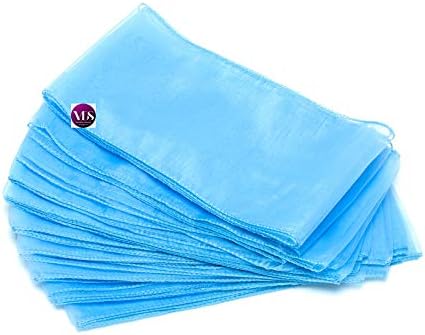VDS Pack of 200 | Baby Blue | Organza Chair Sashes Crystal Sheer Tulle Dining Chair Bows Tie Ribbon for Wedding Birthday Graduation Engagement Ceremony Event Party Banquet Venue Hotel Decoration
