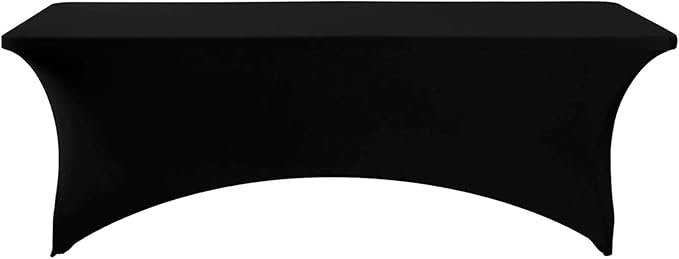 FORLIFE 6Pack Spandex Table Covers 6ft，Fitted Tablecloth for 6ft Rectangular Tables, Stretch Patio Table Covers, Universal Spandex Table Cover for Wedding, Banquet, Party - Black