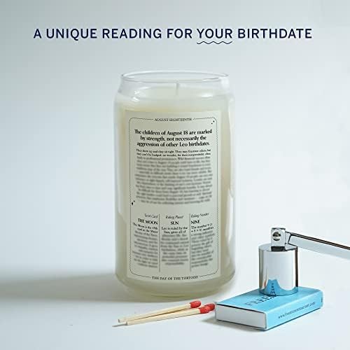 Birthdate Candles, August 18 - Leo Zodiac Scented Candles Birthday Gift - Rosemary, Chamomile & Shea Scent - All-Natural Soy & Coconut Wax, 60-80 Hour Burn Time - Made in USA